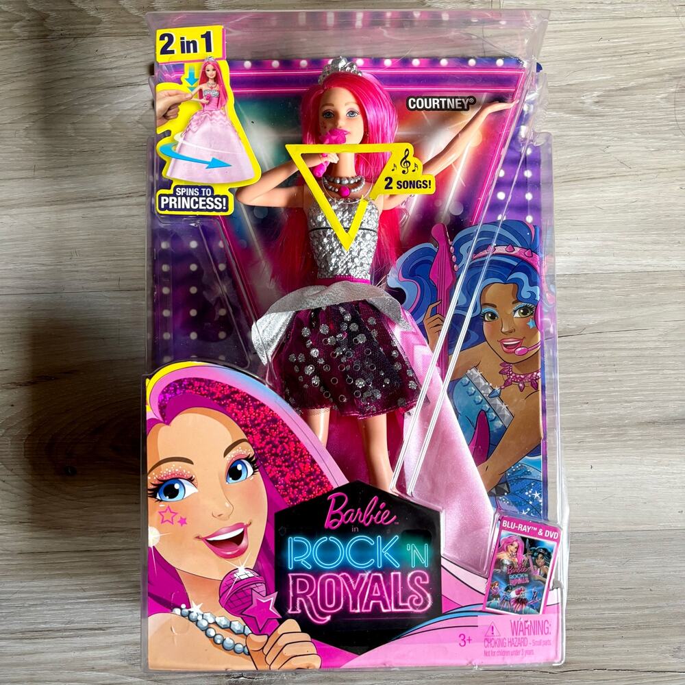 Barbie Rock 'N Royals COURTNEY 2-in-1 Princess Rock Star Doll Mattel 2014 NIB
